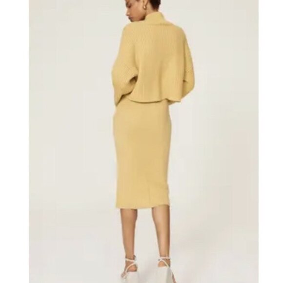 SWEET BABY JAMIE Soft Sweater Knit Pencil Midi Skirt in Butter Yellow MED - Picture 8 of 13